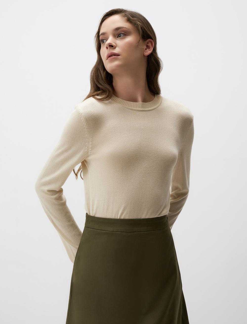 Slim Fit Crew Neck Long-Sleeve Pullover - 4WW03230793