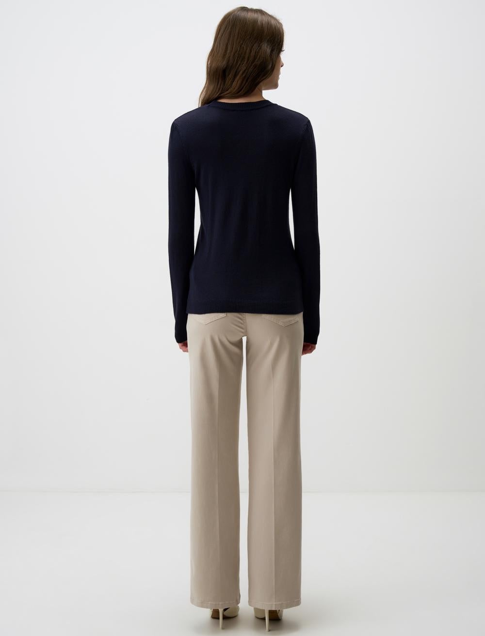 Slim Fit Crew Neck Long-Sleeve Pullover - 4WW03230793