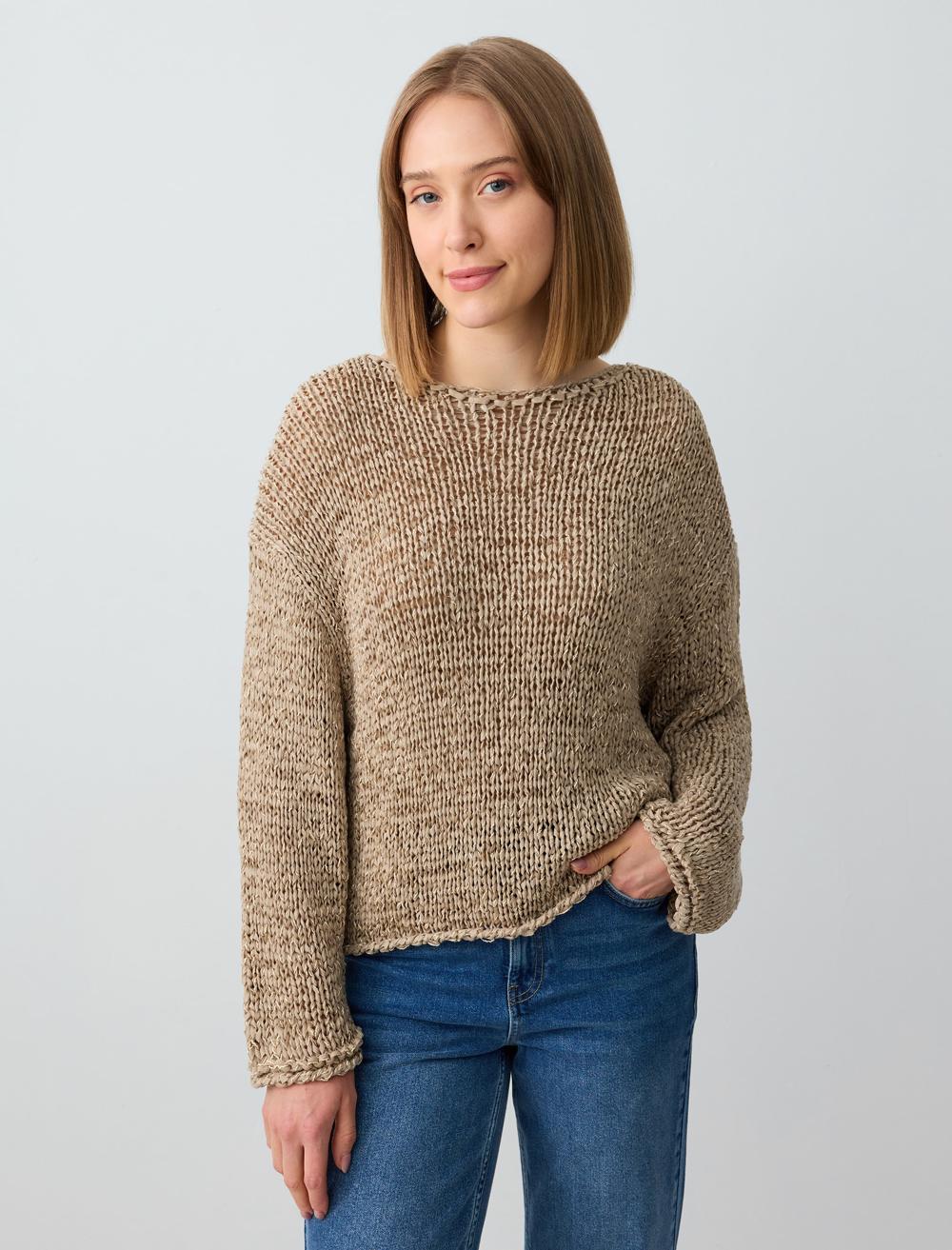 Off-The-Shoulder Long-Sleeve Pullover - 5SW134085
