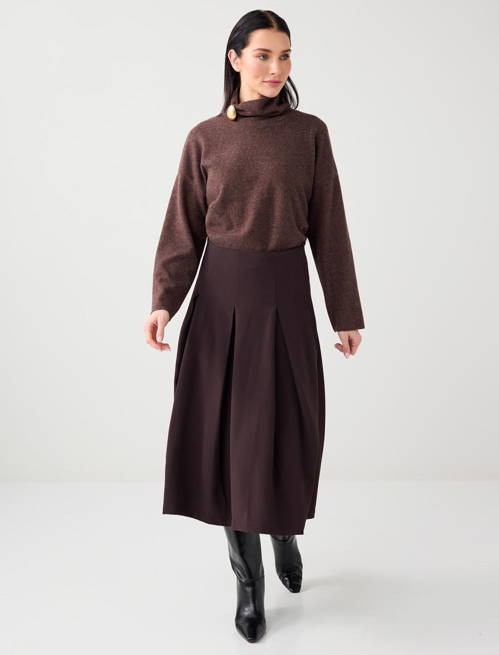 High Collar Loose Fit Knit Pullover - Beige - 5WW132214927