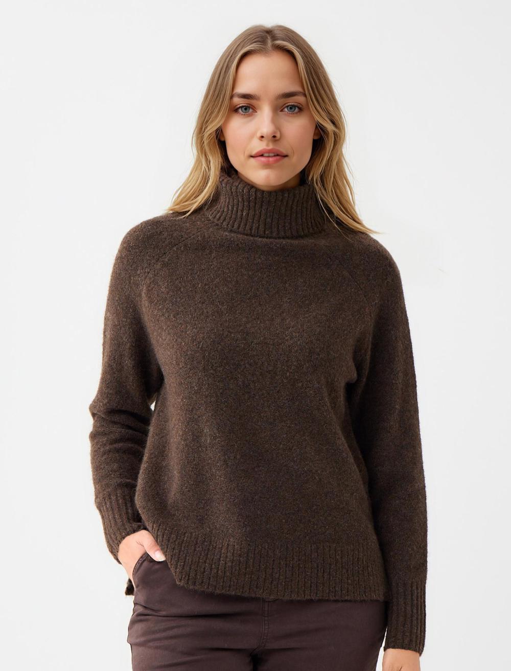 Polo Neck Long-Sleeve Pullover