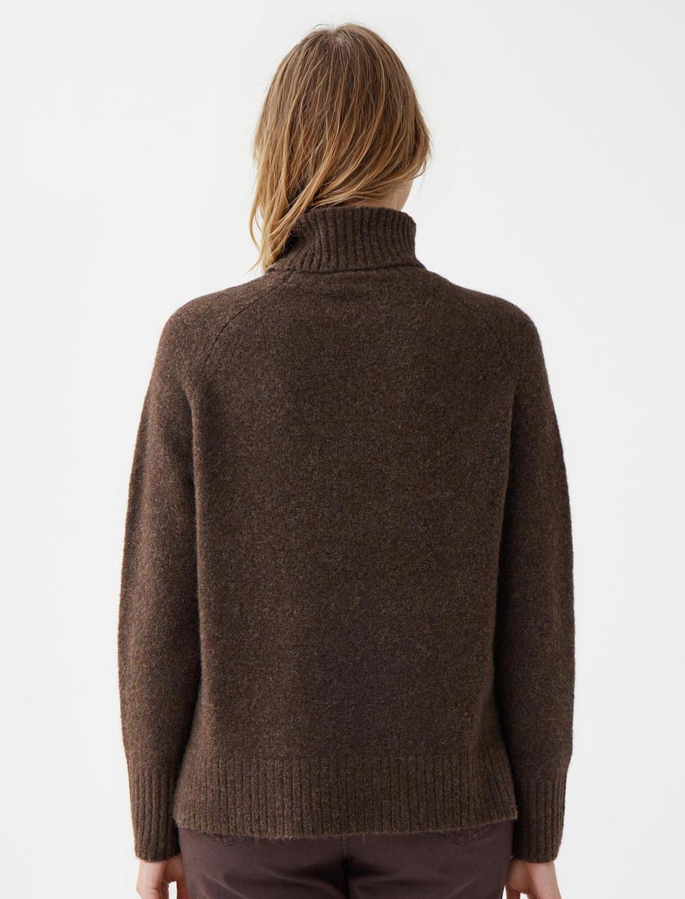 Polo Neck Long-Sleeve Pullover - Bitter Brown - 5WW134094803