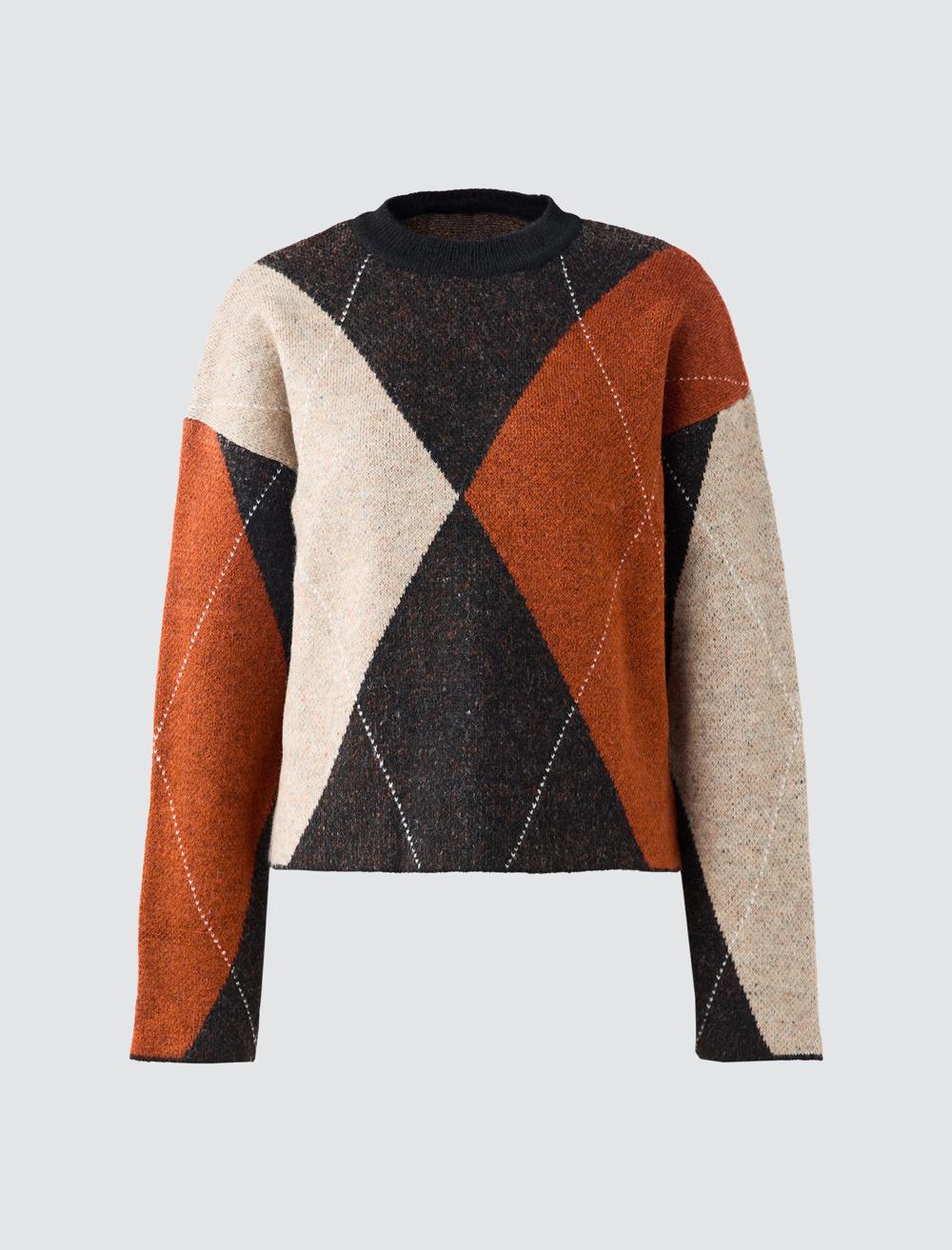 Loose Fit Crew Neck Long-Sleeve Pullover - 5WW134124
