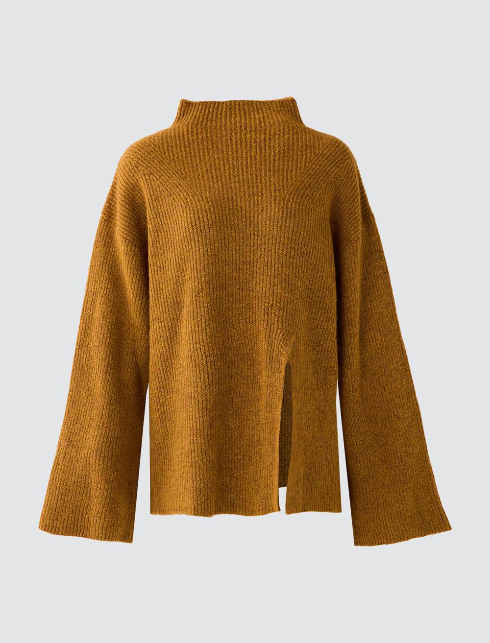 Loose Fit Polo Neck Long-Sleeve Pullover - 5WW134147