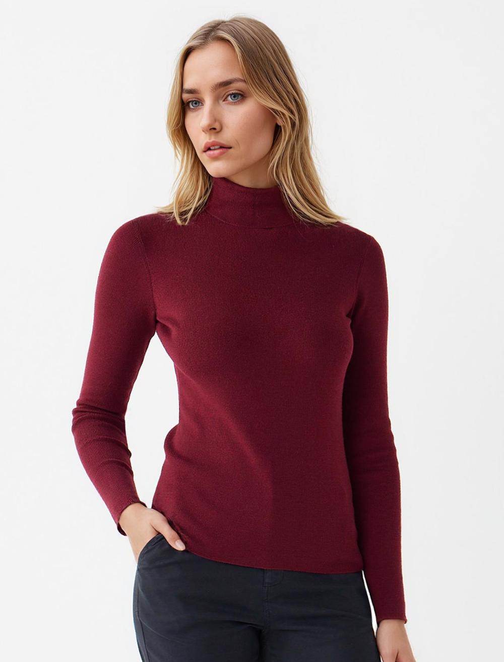 Slim Fit Polo Neck Long-Sleeve Pullover - 5WW134150