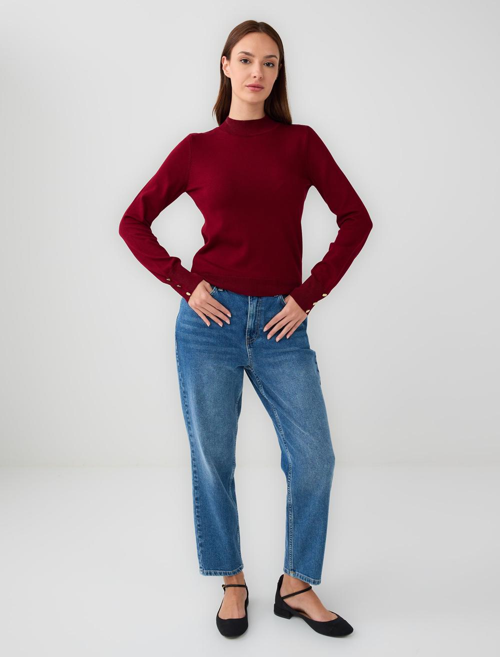 Polo Neck Long-Sleeve Pullover - 5WW134588