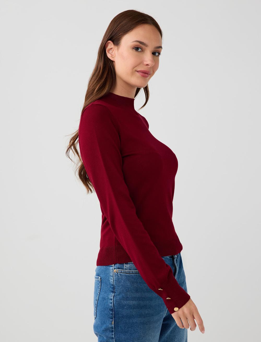 Polo Neck Long-Sleeve Pullover - 5WW134588