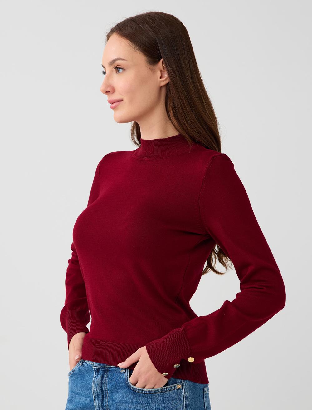 Polo Neck Long-Sleeve Pullover - 5WW134588