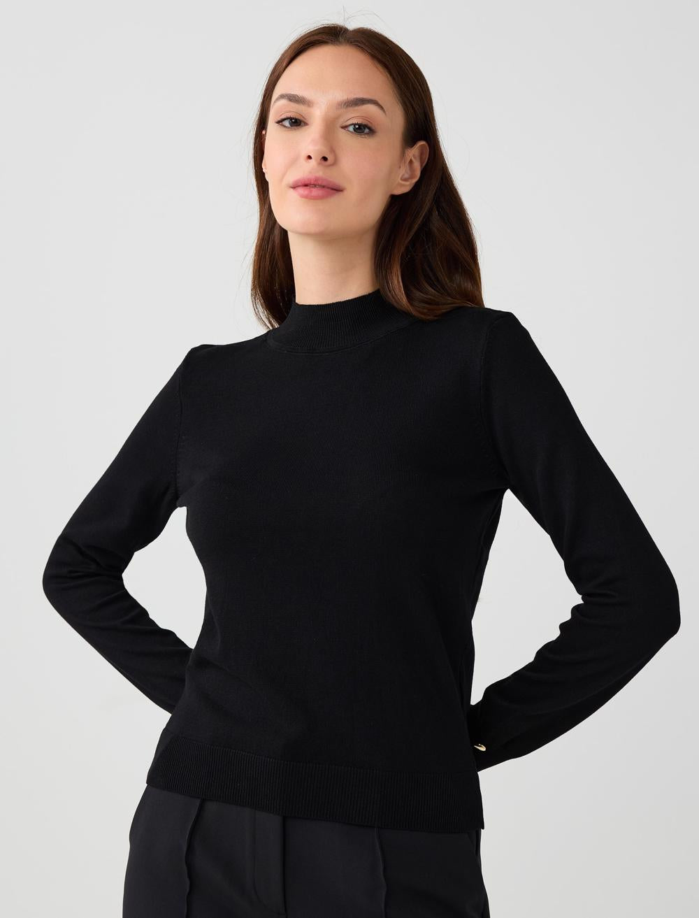 Polo Neck Long-Sleeve Pullover - 5WW134588