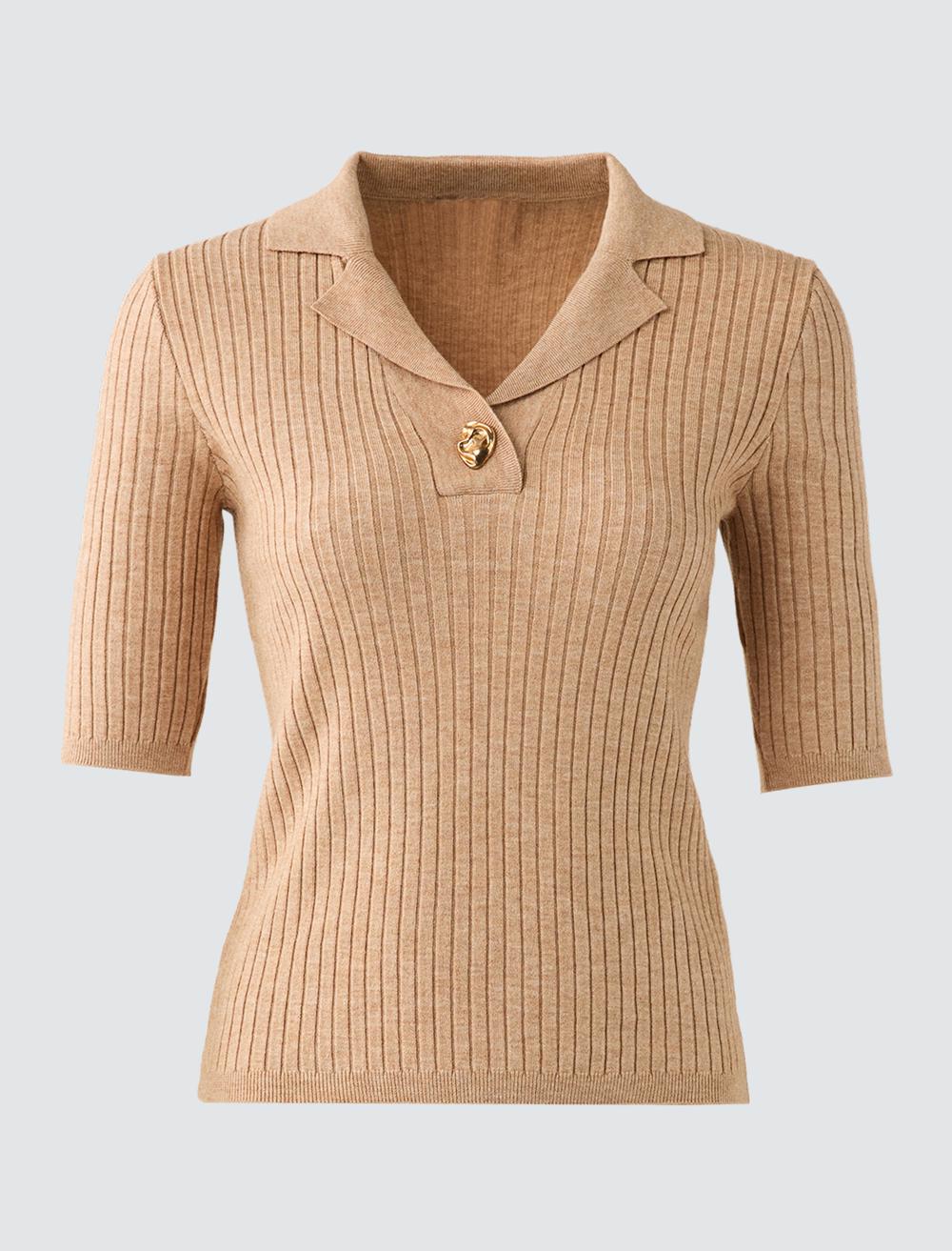 Slim Fit Shirt Collar Pullover - 5WW135117