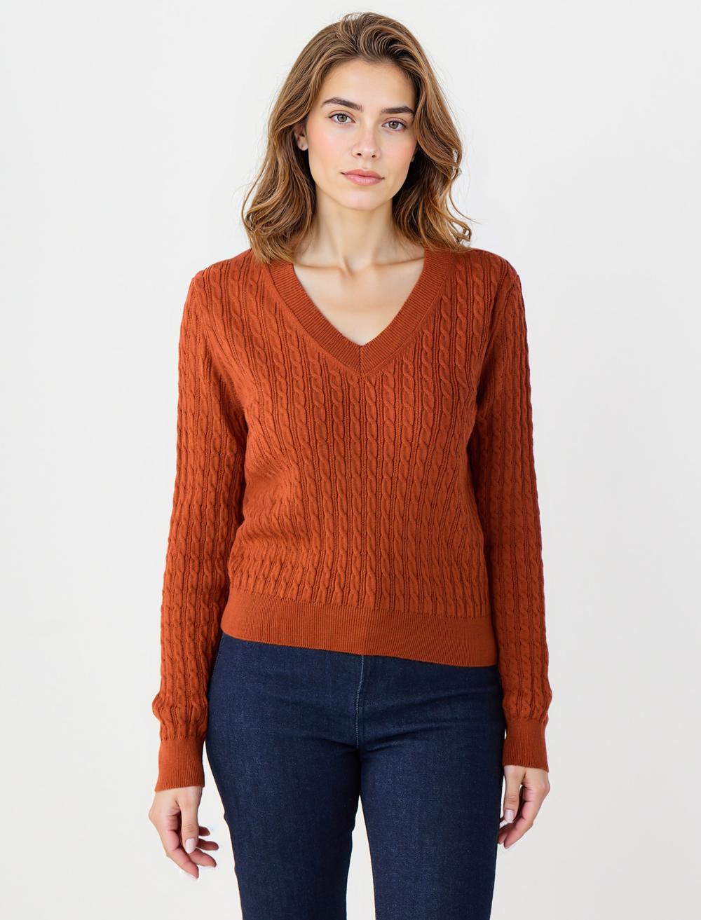 V-Neck Long-Sleeve Pullover