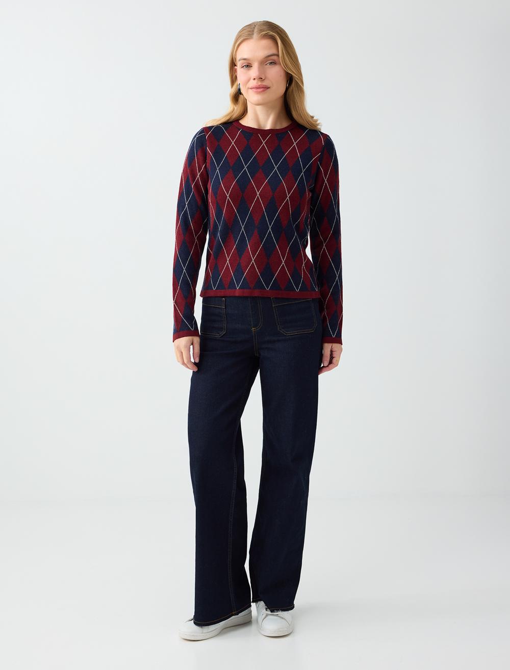 Crew Neck Pullover - Burgundy
