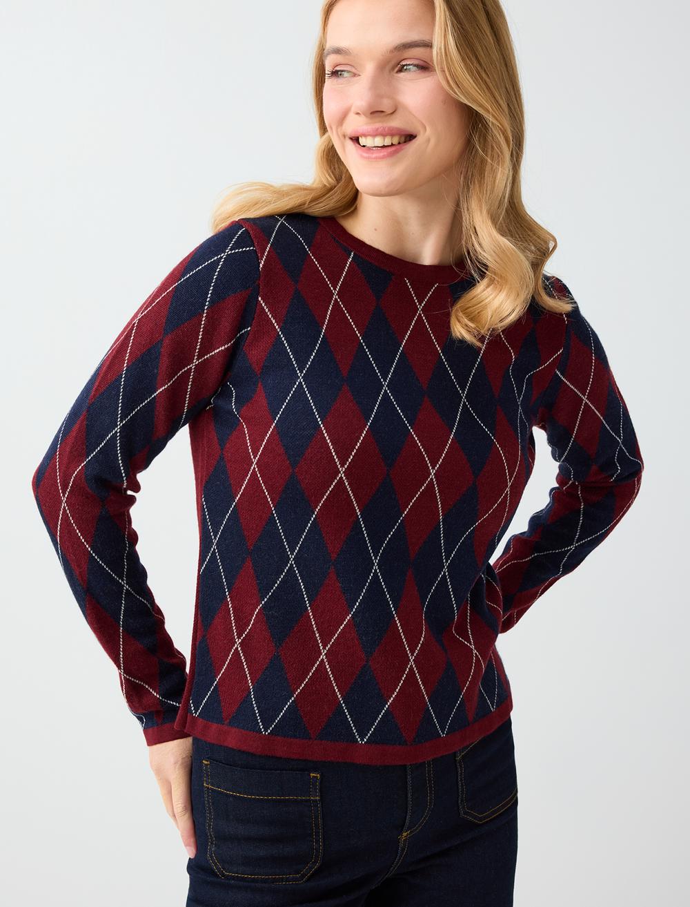 Crew Neck Pullover - Burgundy