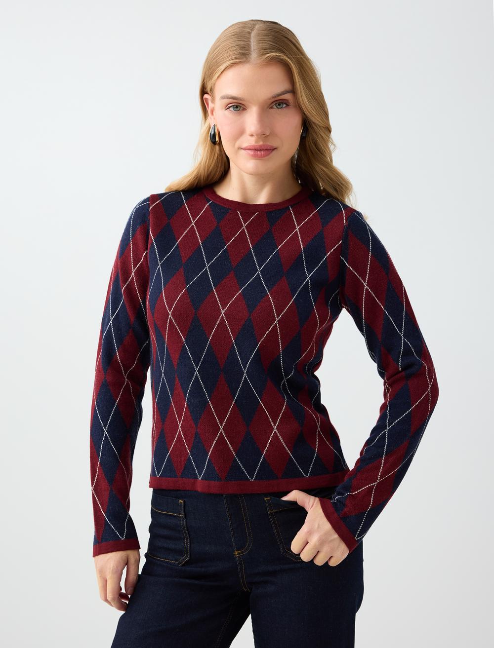 Crew Neck Pullover - Burgundy