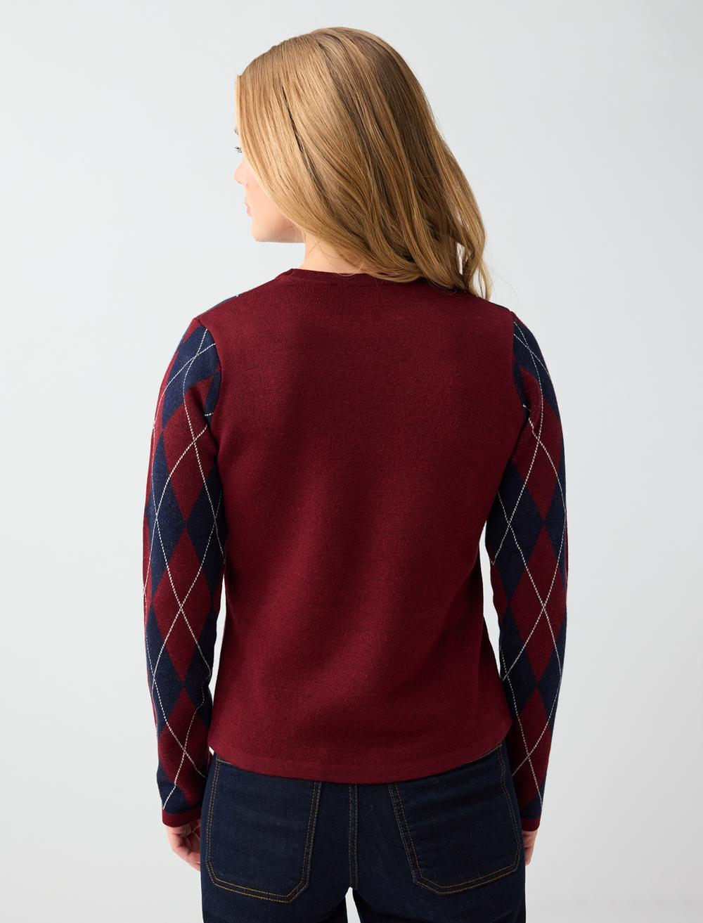Crew Neck Pullover - Burgundy