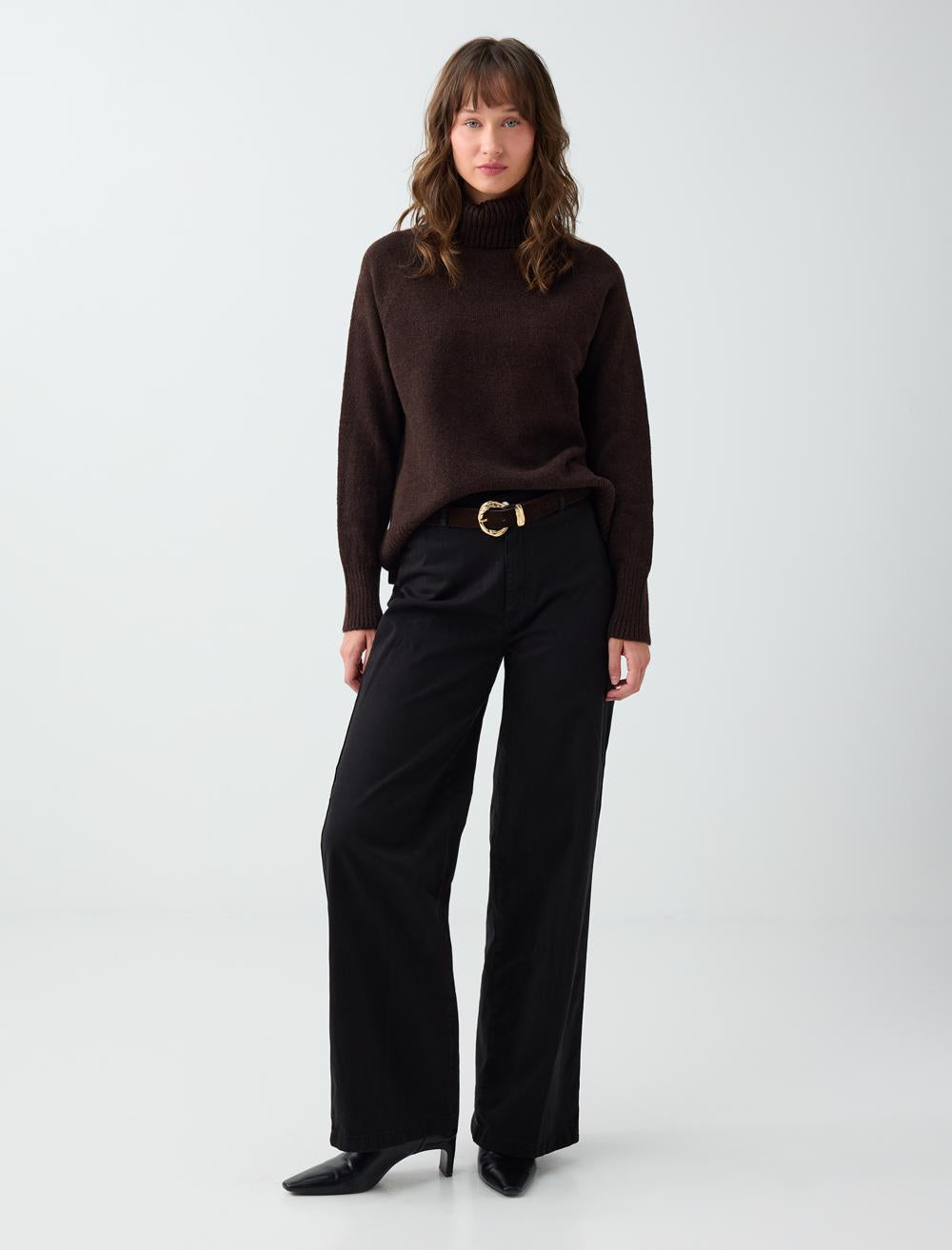 Polo Neck Pullover - Bitter Brown
