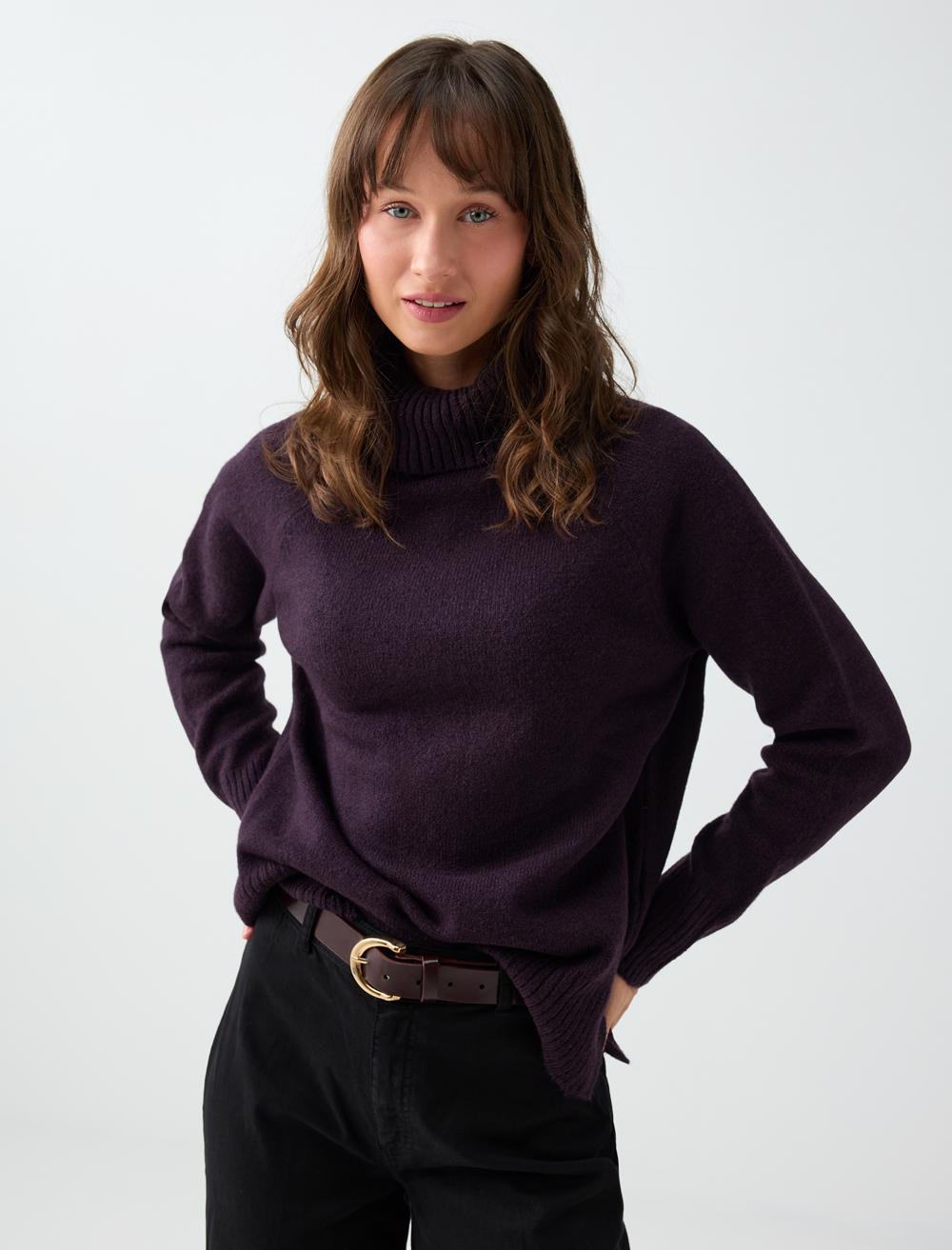 Polo Neck Pullover - Purple - 6WW137168503