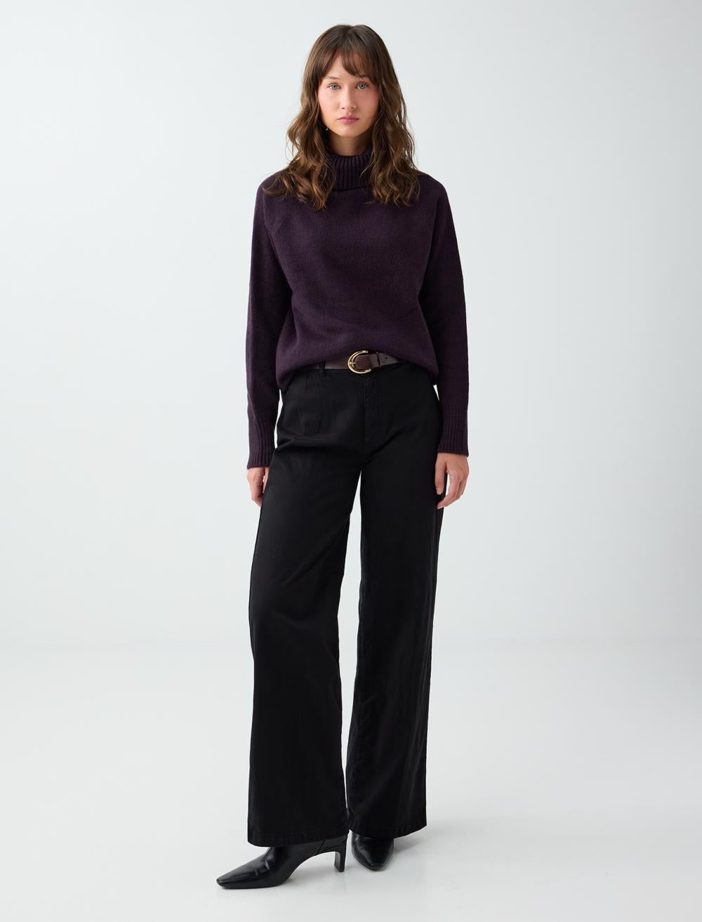 Polo Neck Pullover - Purple