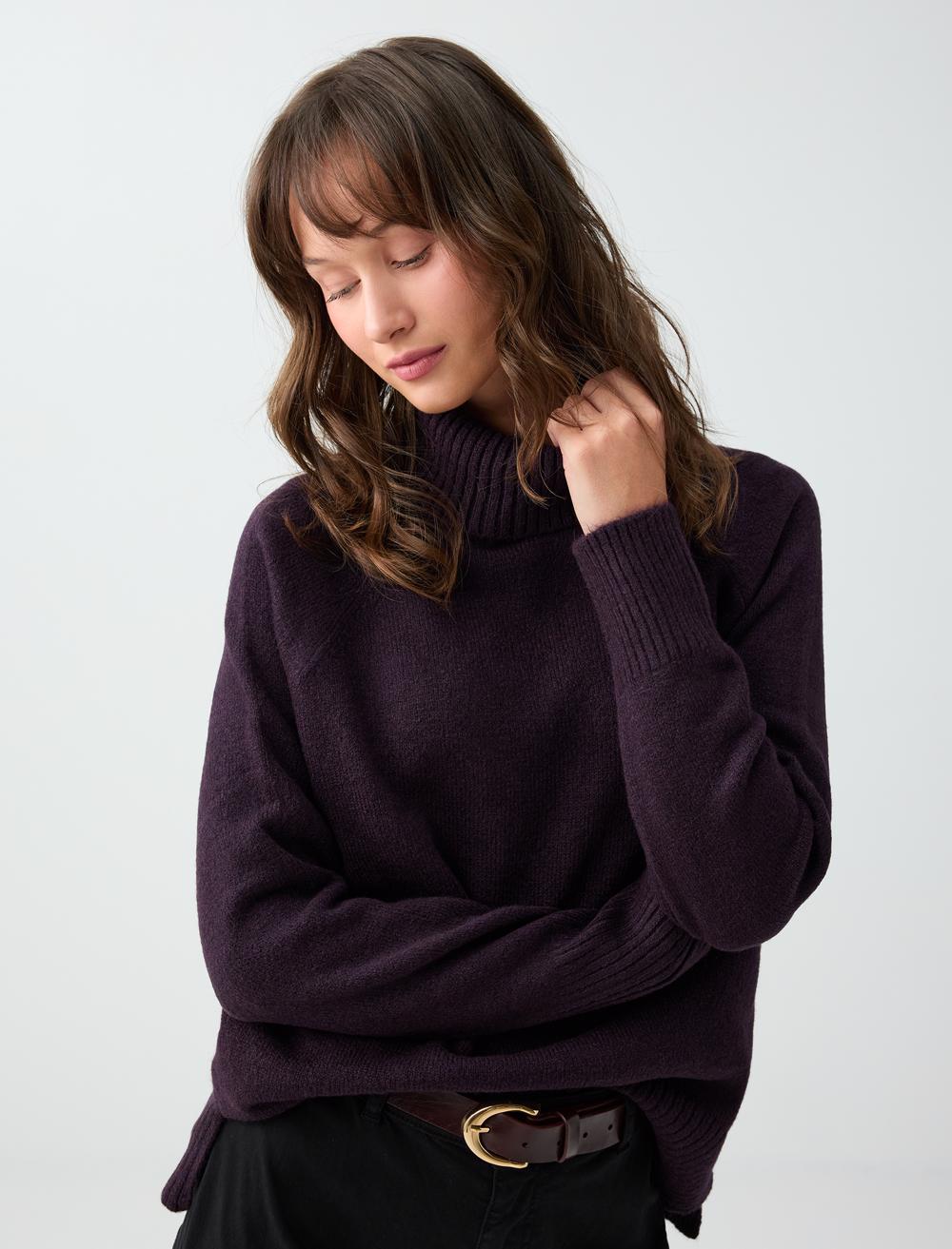 Polo Neck Pullover - Purple
