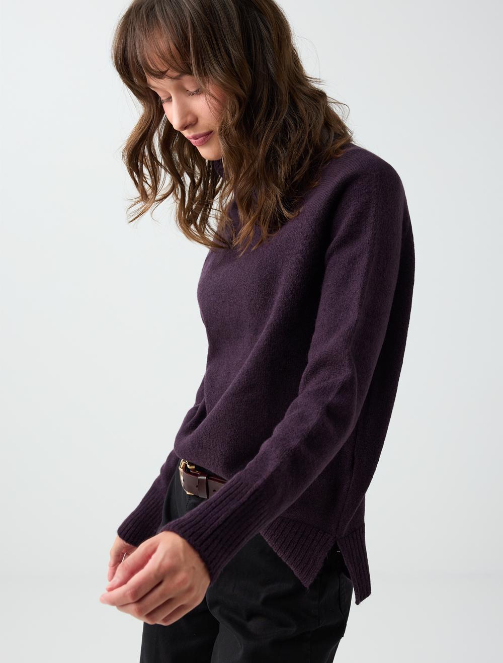 Polo Neck Pullover - Purple