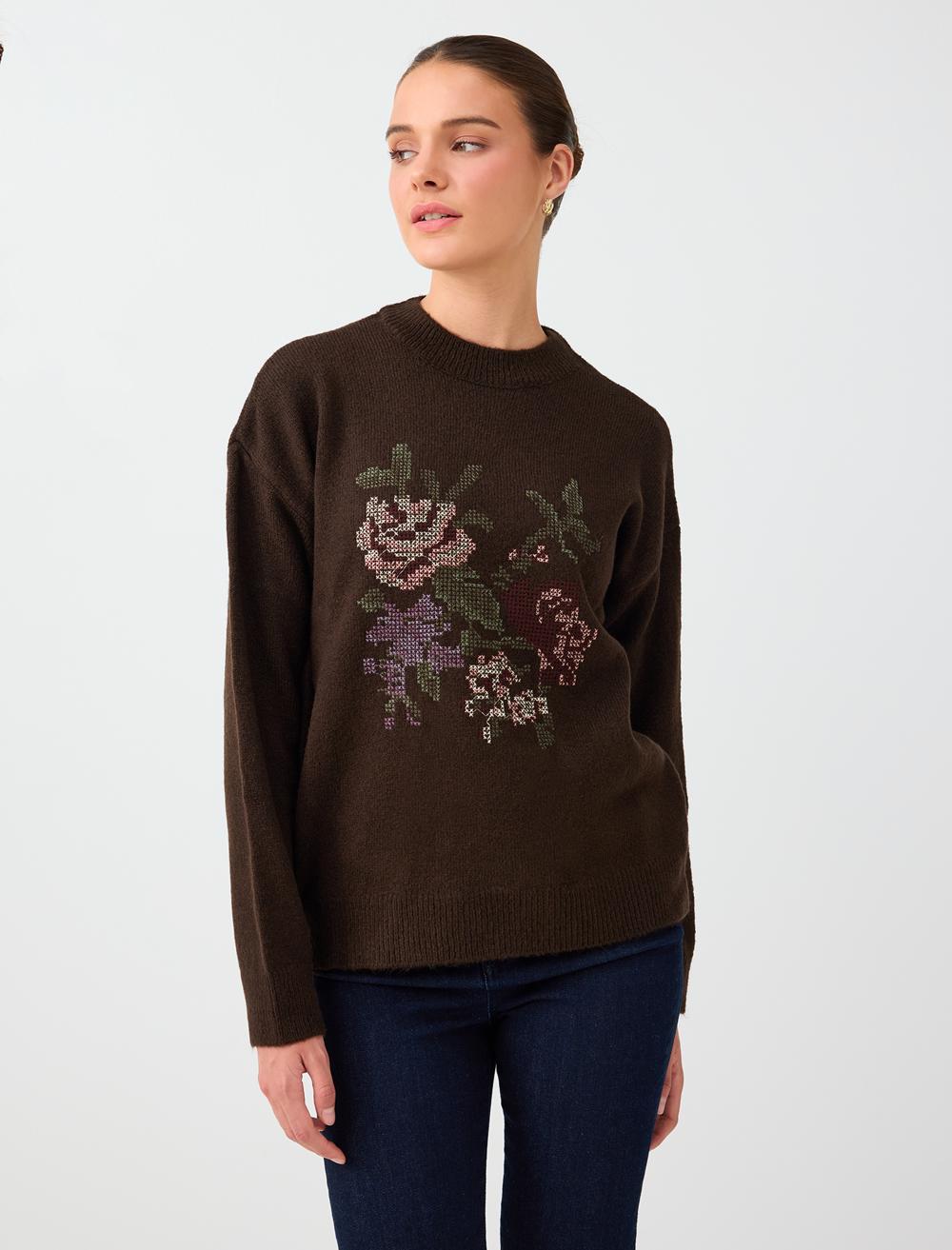 Crew Neck Pullover - Bitter Brown - 6WW137817803