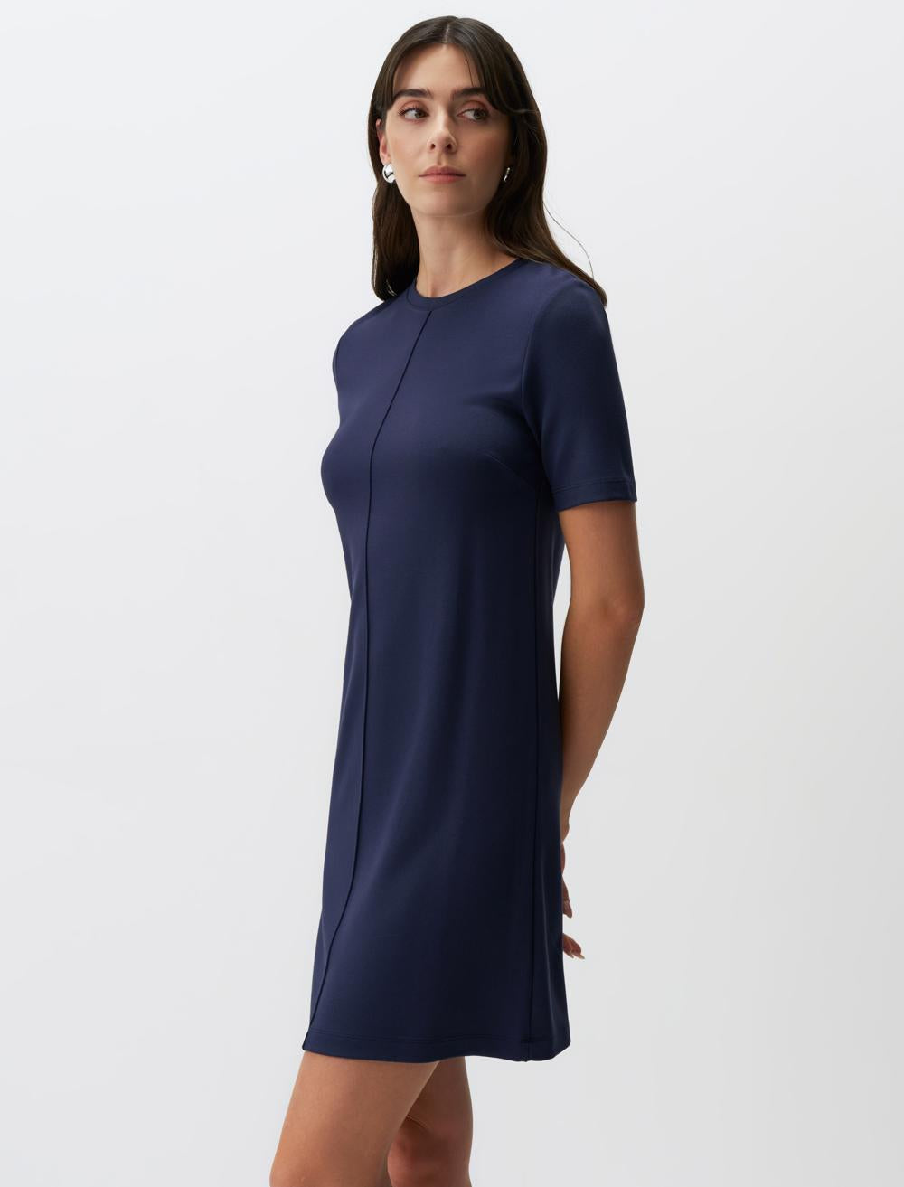 Loose Fit Crew Neck Short-Sleeve Dress - 24SE044032