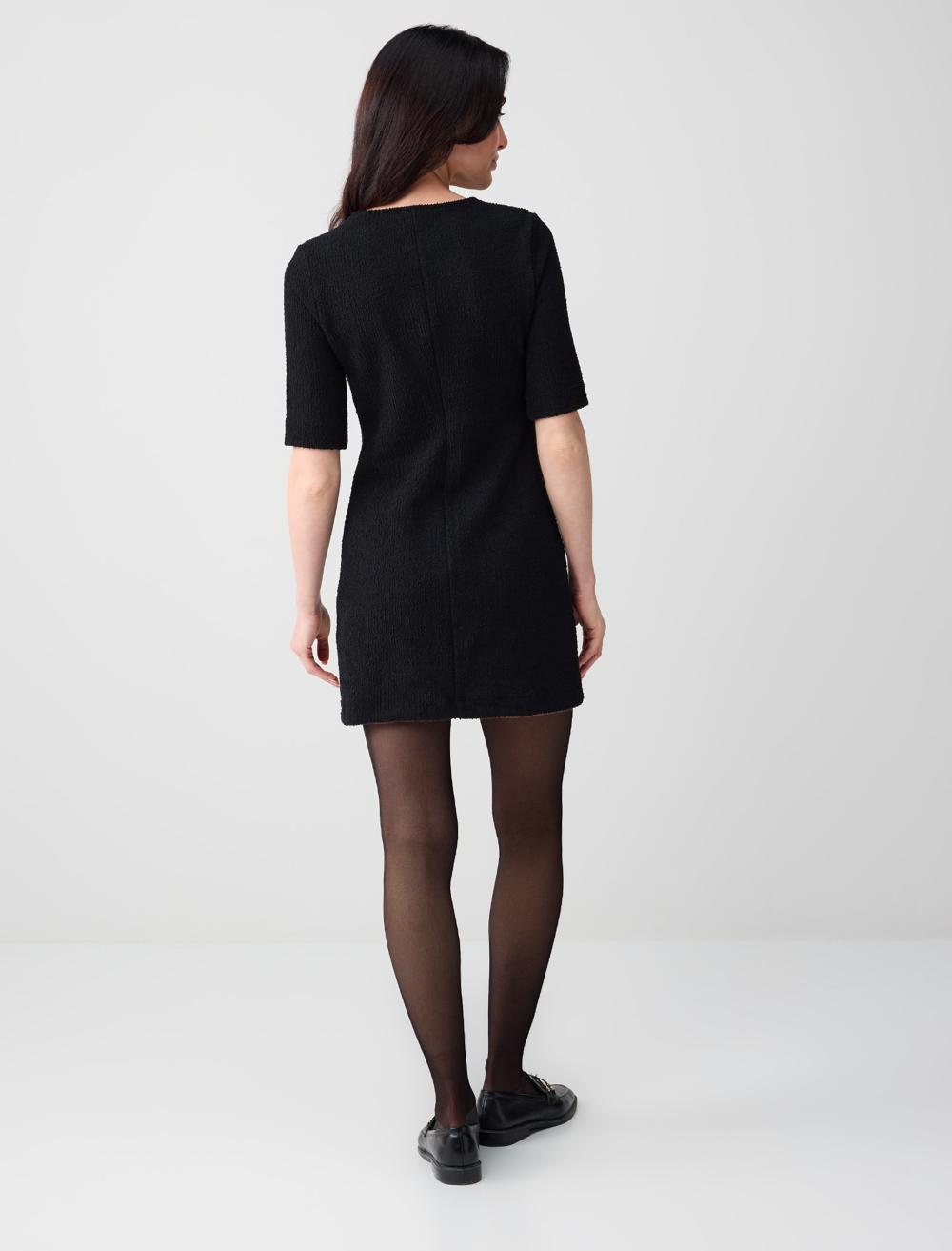 Short Sleeve Crew Neck Straight Fit Knit Dress - 6SW065405