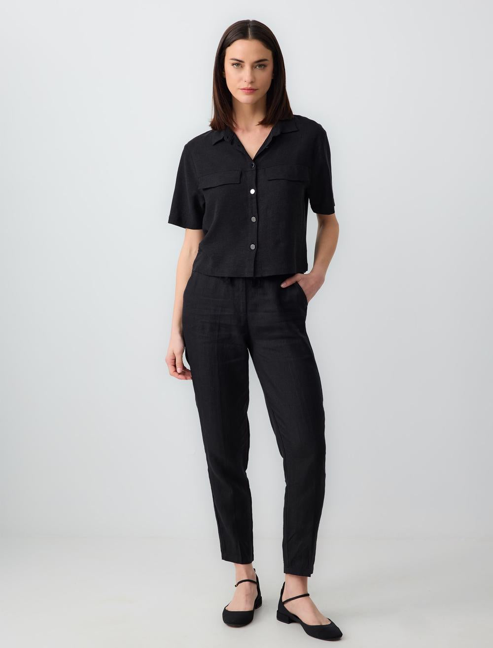 Slim Fit Shirt Collar Short-Sleeve Shirt - 24SG044003