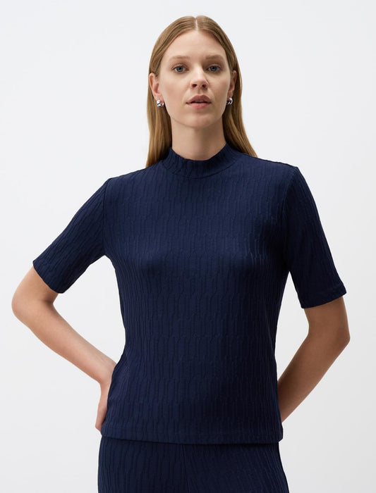 Short Sleeve Half Turtleneck Knitted Blouse