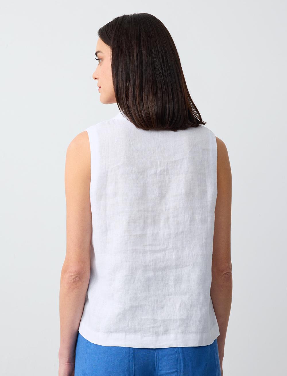 Loose Fit V-Neck Sleeveless-Sleeve Blouse - 24SB044007
