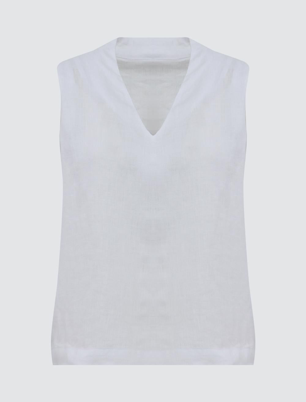 Loose Fit V-Neck Sleeveless-Sleeve Blouse - 24SB044007