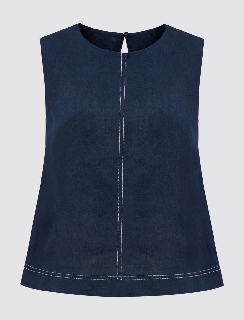 Loose Fit Crew Neck Sleeveless-Sleeve Blouse - 24SB044030