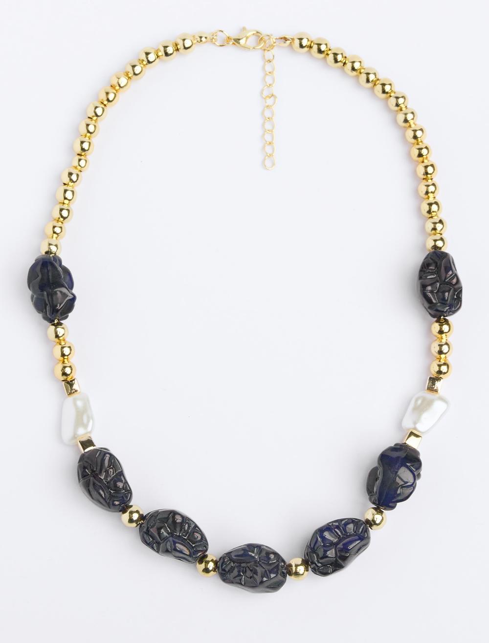 Pearl-look Beaded Adjustable Necklace