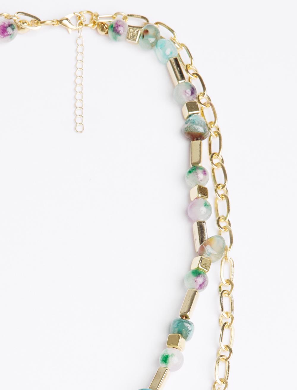 Double adjustable necklace with natural stone details