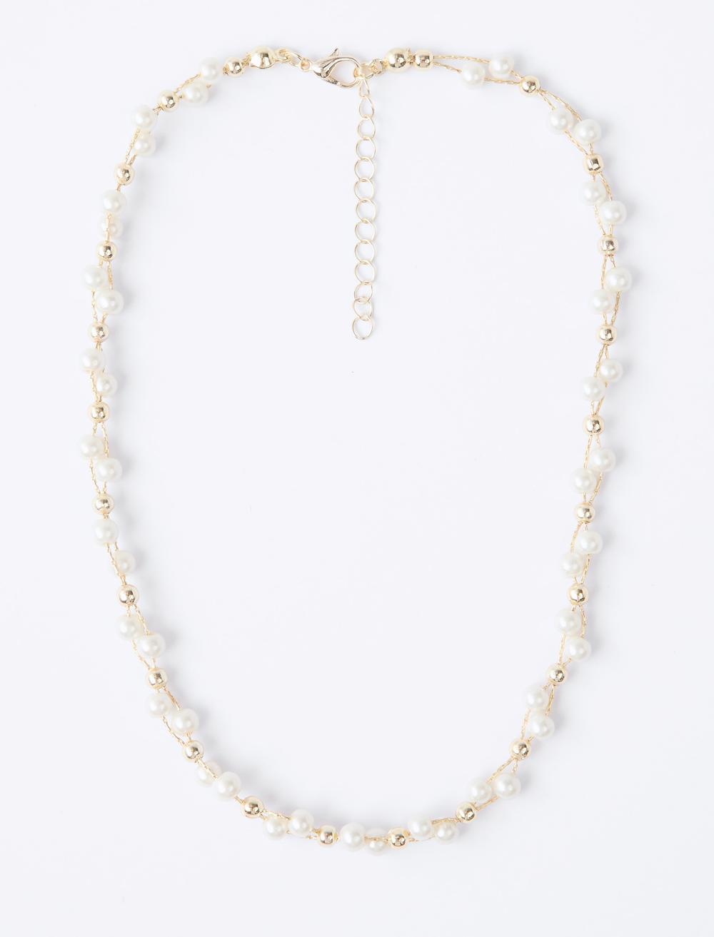 Pearl Detail Gold Plated Adjustable Necklace - 5WW425981