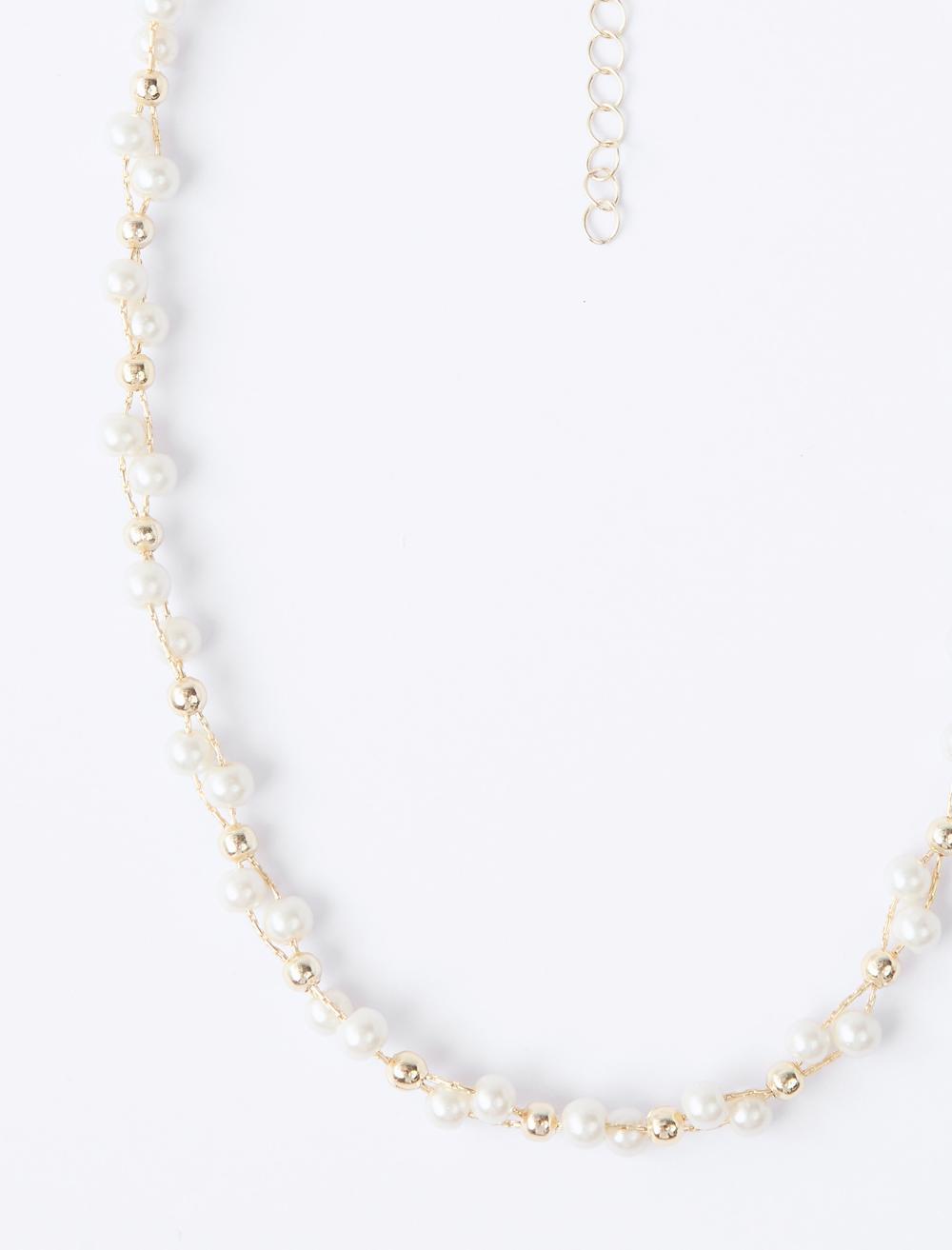 Pearl Detail Gold Plated Adjustable Necklace - 5WW425981