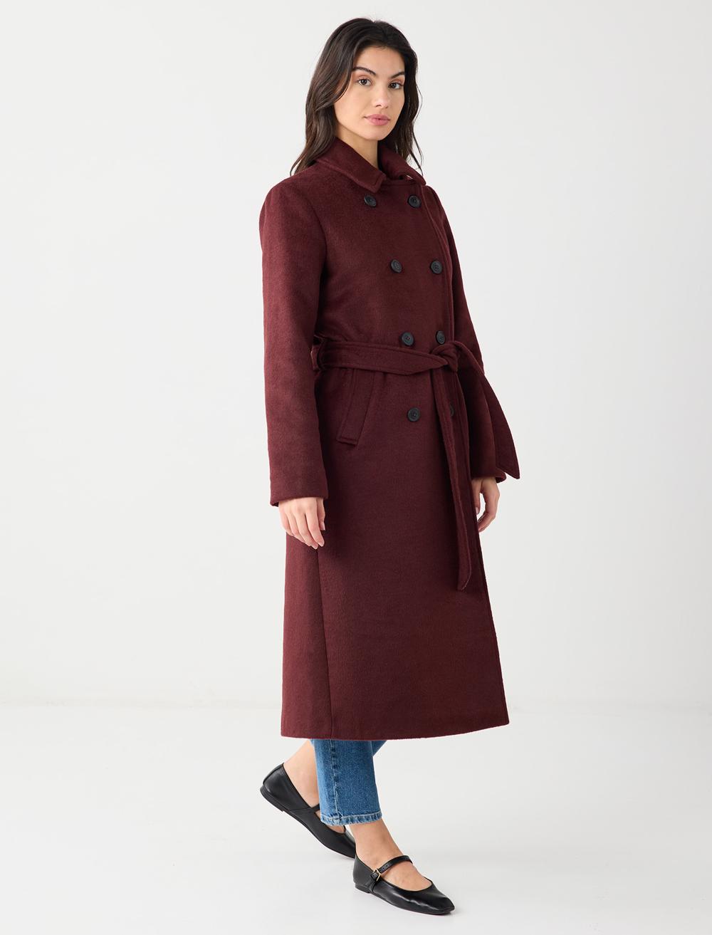 Cache-Coeur Long-Sleeve Coat - Burgundy - 5WW123684562