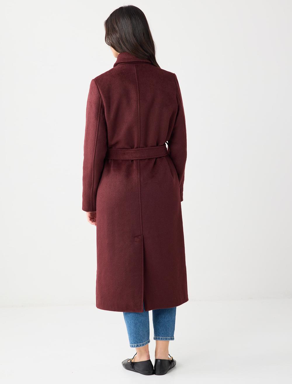 Cache-Coeur Long-Sleeve Coat - Burgundy - 5WW123684562