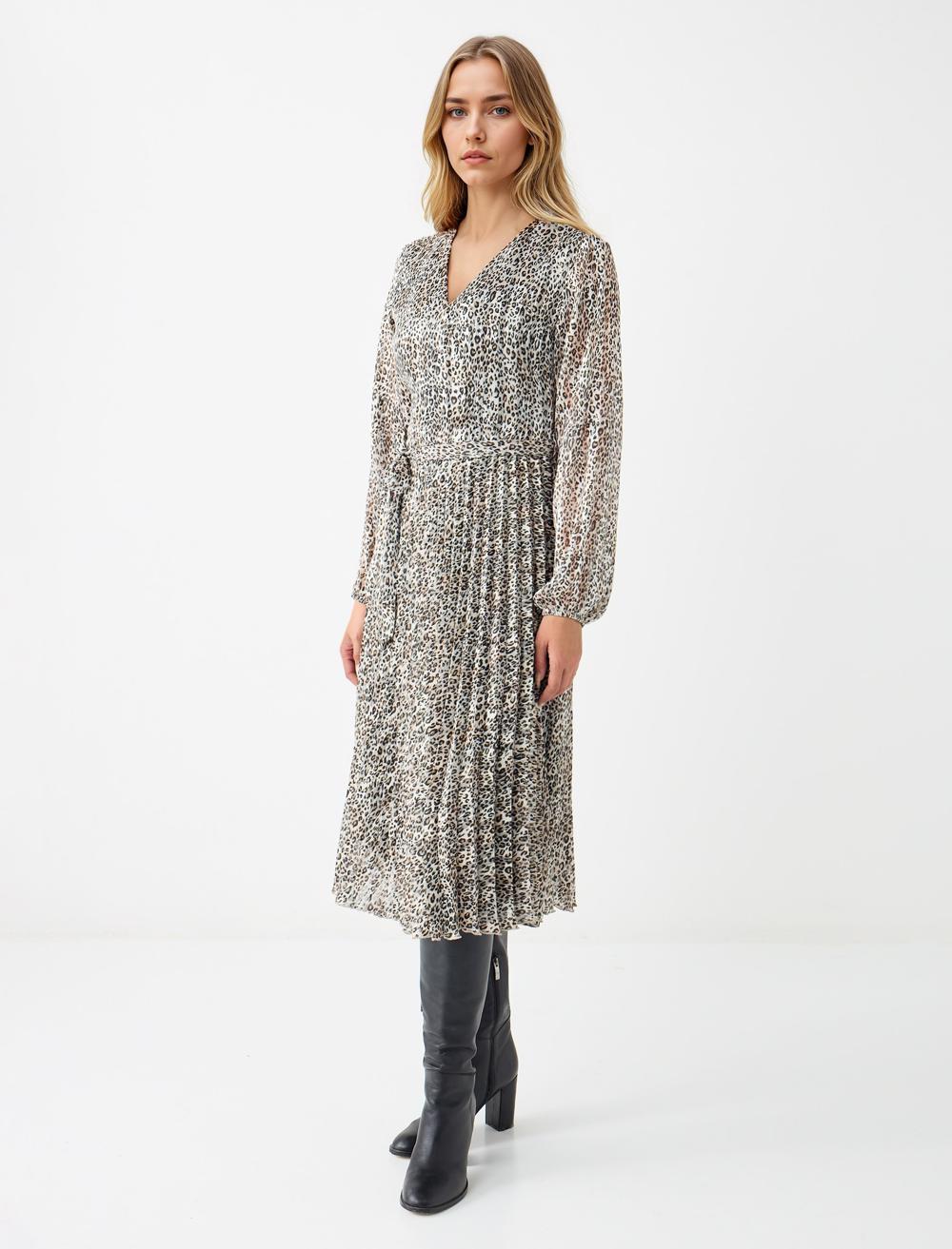 Cache-Coeur Long-Sleeve Dress - Ecru - 5WW065194114