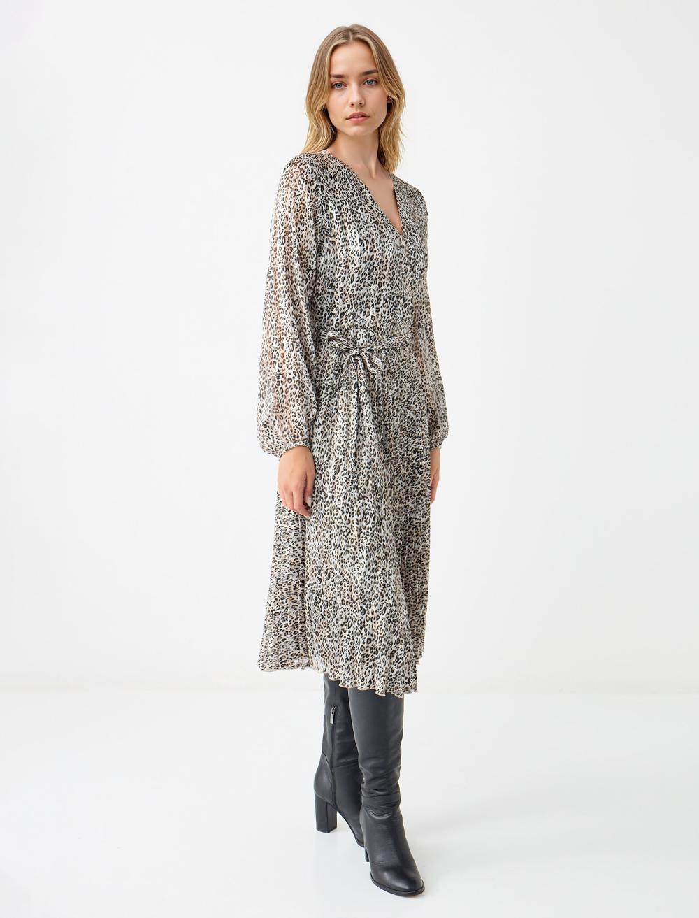 Cache-Coeur Long-Sleeve Dress - Ecru - 5WW065194114