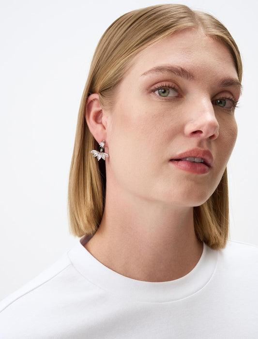 Oval Stone Detailed Lotus Earrings