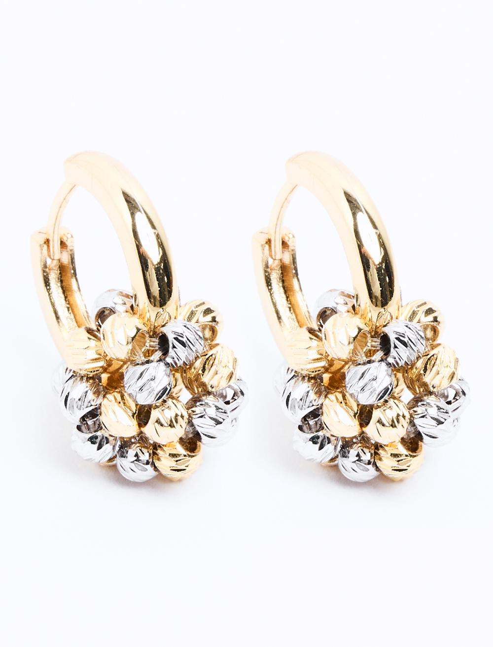 Elegant Half Hoop Earrings with Shiny Ball Detail