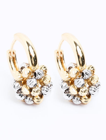 Elegant Half Hoop Earrings with Shiny Ball Detail