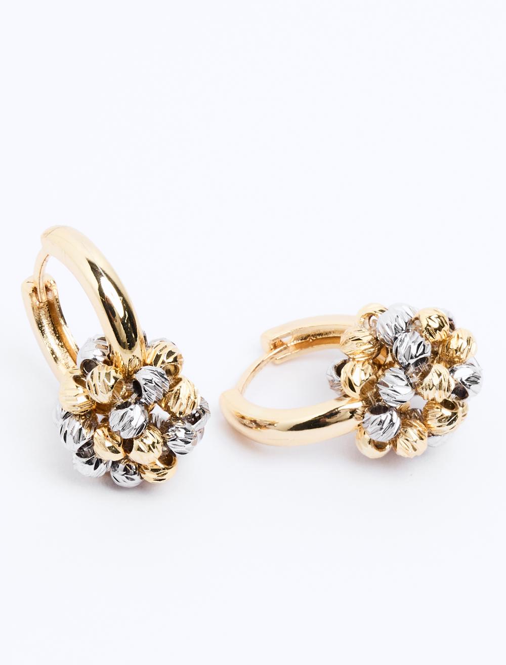 Elegant Half Hoop Earrings with Shiny Ball Detail