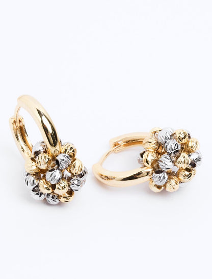 Elegant Half Hoop Earrings with Shiny Ball Detail
