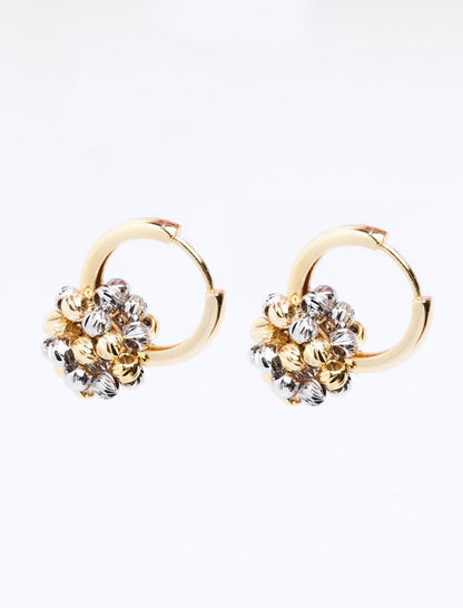 Elegant Half Hoop Earrings with Shiny Ball Detail