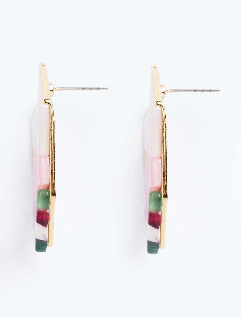 Asymmetrical Patterned Color Block Earrings