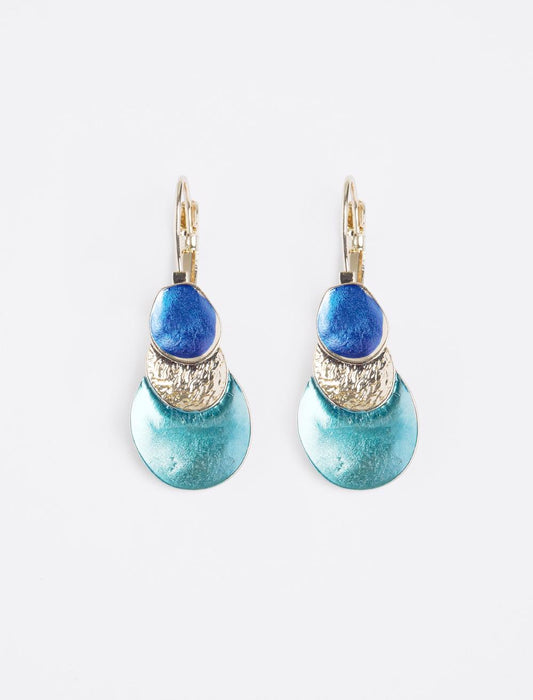 Triple round earrings with figures
