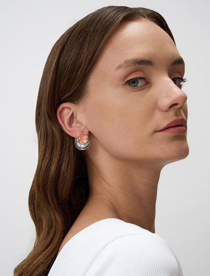 Mine-Detailed Round Figurative Earrings