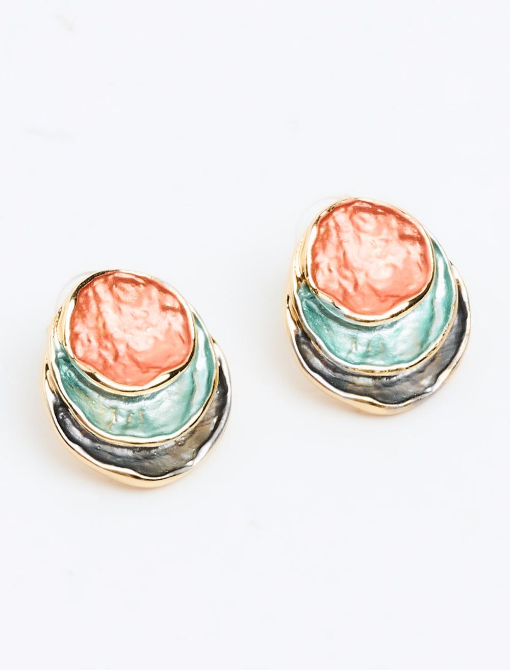 Mine-Detailed Round Figurative Earrings